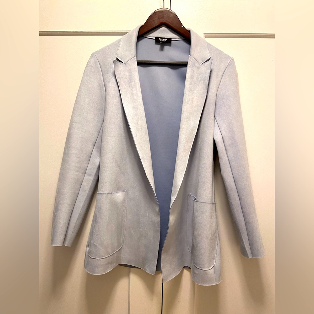 Faux Suede Leather Oversized Blazer